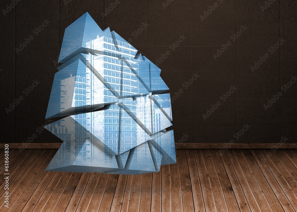 Poster composite image of cityscape on abstract screen