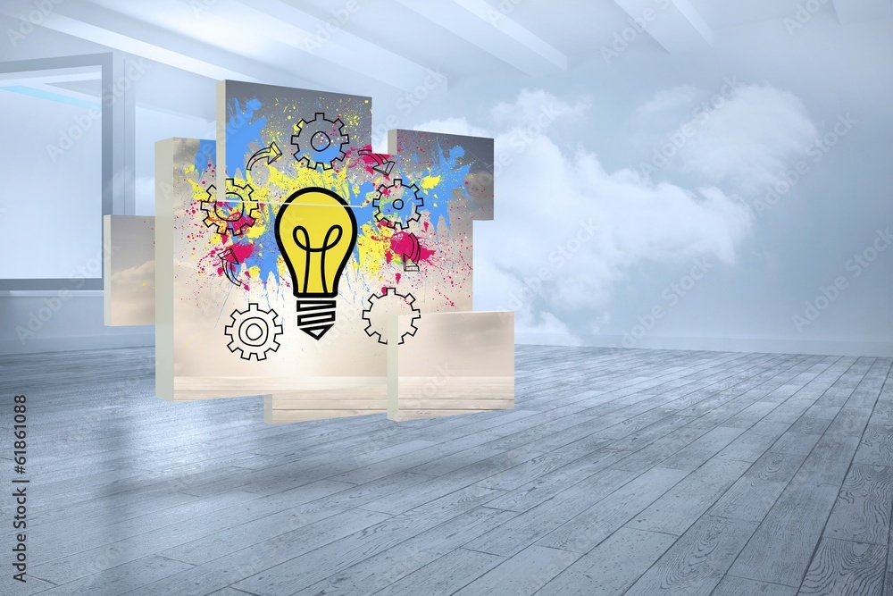 Poster Composite image of light bulb on abstract screen