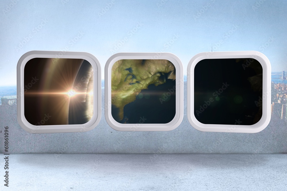 Poster Composite image of earth on abstract screen