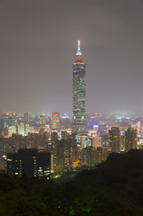 a beautiful Evening of Taipei city and Taipei 101 with silhouett