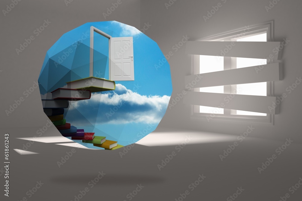 Aufkleber Composite image of open door on abstract screen
