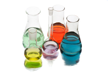 Flasks isolated on white background