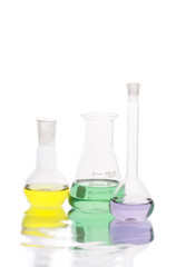 Flasks isolated on white background