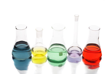 Flasks isolated on white background