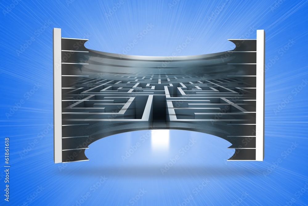 Poster Composite image of maze on abstract screen