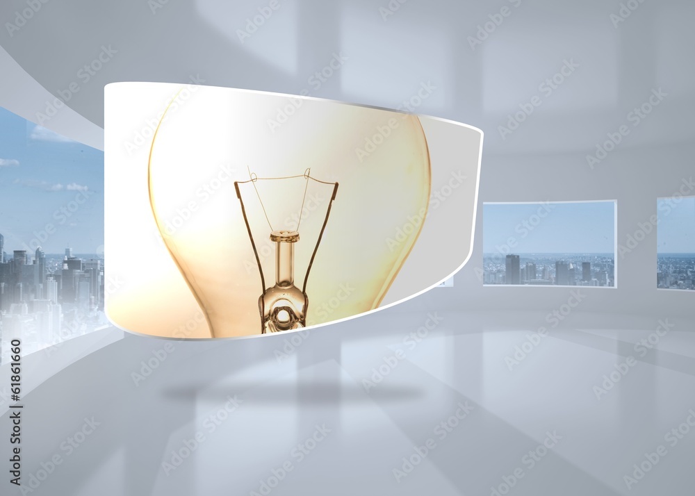 Poster Composite image of lightbulb on abstract screen