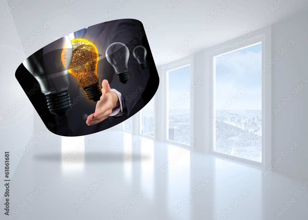 Poster composite image of light bulb graphic on abstract screen
