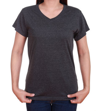 blank t-shirt on woman