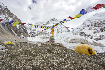 Everest Base Camp in cloudy day, Everest Region