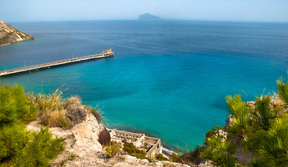 The light blue sea