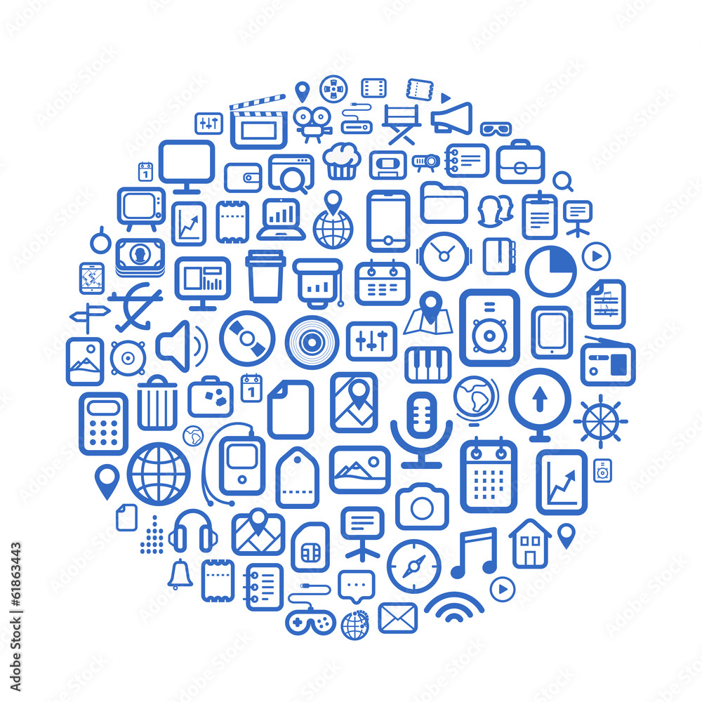 Aufkleber abstract speech cloud of different web icons