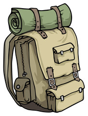 Hand drawn, tourist, hiker backpack