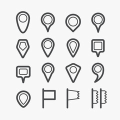Different navigation pins set with rounded corners. Design eleme