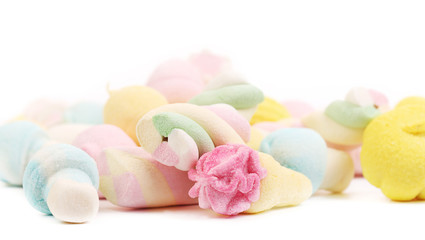 Fototapeta na wymiar Many different colorful marshmallows.