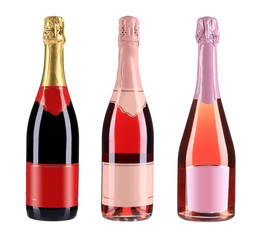 Three bottles of red champagne.