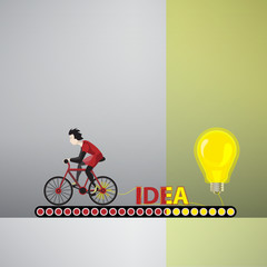 Concept - cyclist develops the power of ideas