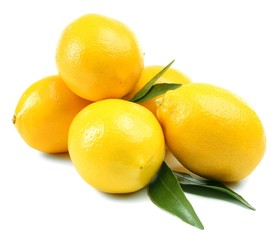 Ripe lemons isolated on white