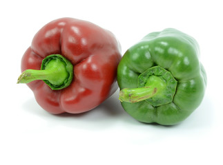 Isolated Red and Green Pepper