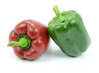 Isolated Red and Green Pepper