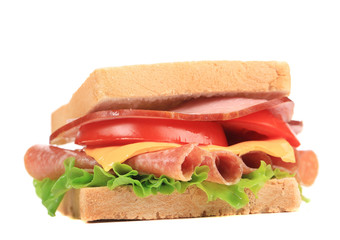 Sandwich with meat and vegetables.