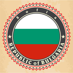 Vintage label cards of Bulgaria flag.