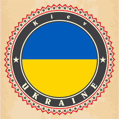 Vintage label cards of Ukraine flag
