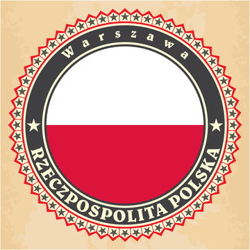 Fototapeta Vintage label cards of Poland flag