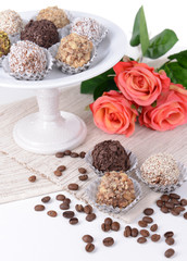 Set of chocolate candies close-up