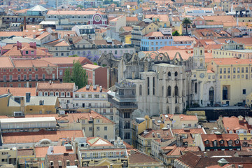 Fototapeta na wymiar Igreja do Carmo and Historical Baixa district, Lisbon