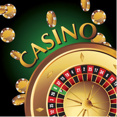 elements casino, gold roulette - obrazy, fototapety, plakaty
