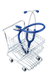 Stethoskop und Einkaufswagen
