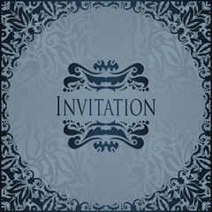 Vintage floral frame in blue