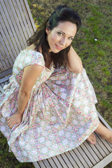 Naklejka premium Woman gardening. Mature girl gardening in her backyard. spring s