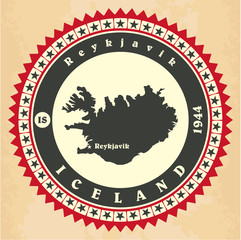 Vintage label-sticker cards of Iceland.