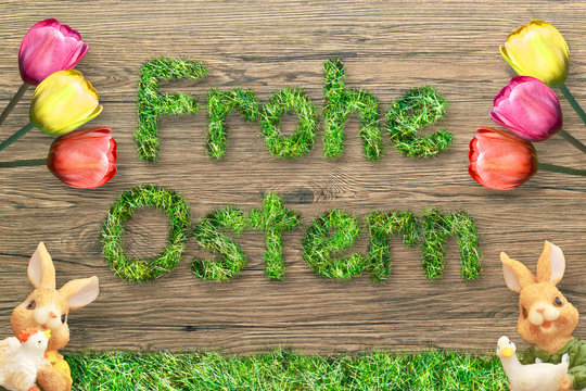 Frohe Ostern - Grasschrift