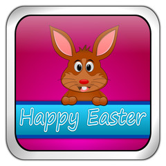 Easter bunny wishing happy easter button