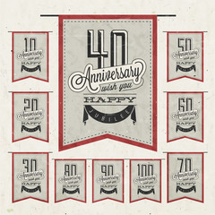 Retro Vintage style anniversary greeting card collection