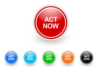  act now icon vector set