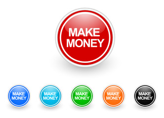 make money icon vector set