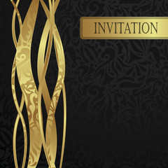 Stylish invitation with gold floral ribbons