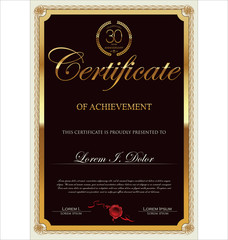 Brown and gold certificate template, vector illustration
