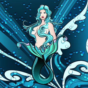 The mermaid in blue