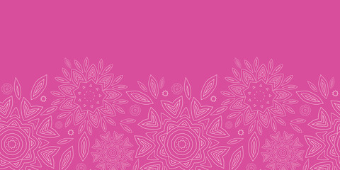 vector pink abstract flowers texture horizontal seamless pattern