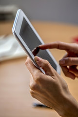 Woman working on a tablet