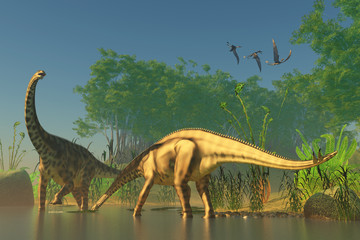 Spinophorosaurus in Swamp © Catmando
