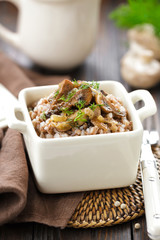 Buckwheat porridge with mushrooms.