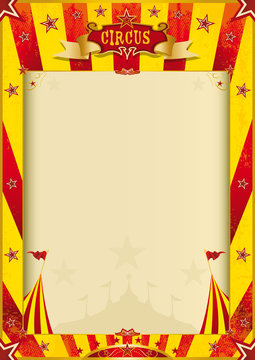yellow and red grunge circus poster
