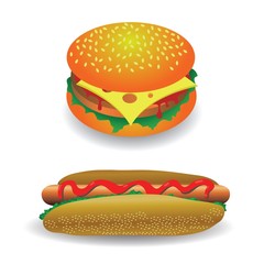hot dog and hamburger
