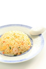 Chinese food, shrimp and egg  fried rice