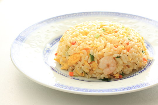 Chinese food, shrimp and egg  fried rice